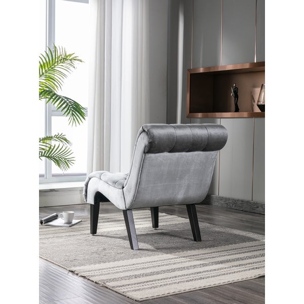 Accent Living Room Chair Leisure Chair with Rubber Wood Legs， Curved Armless Chairs Living Room Chairs for Small Spaces