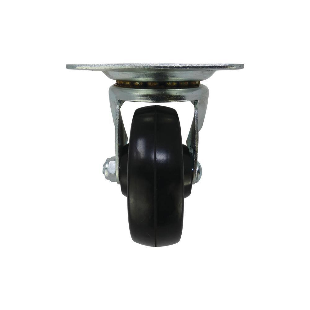 Everbilt 4 in. Black Soft Rubber and Steel Swivel Plate Caster with 225 lbs. Load Rating 49480