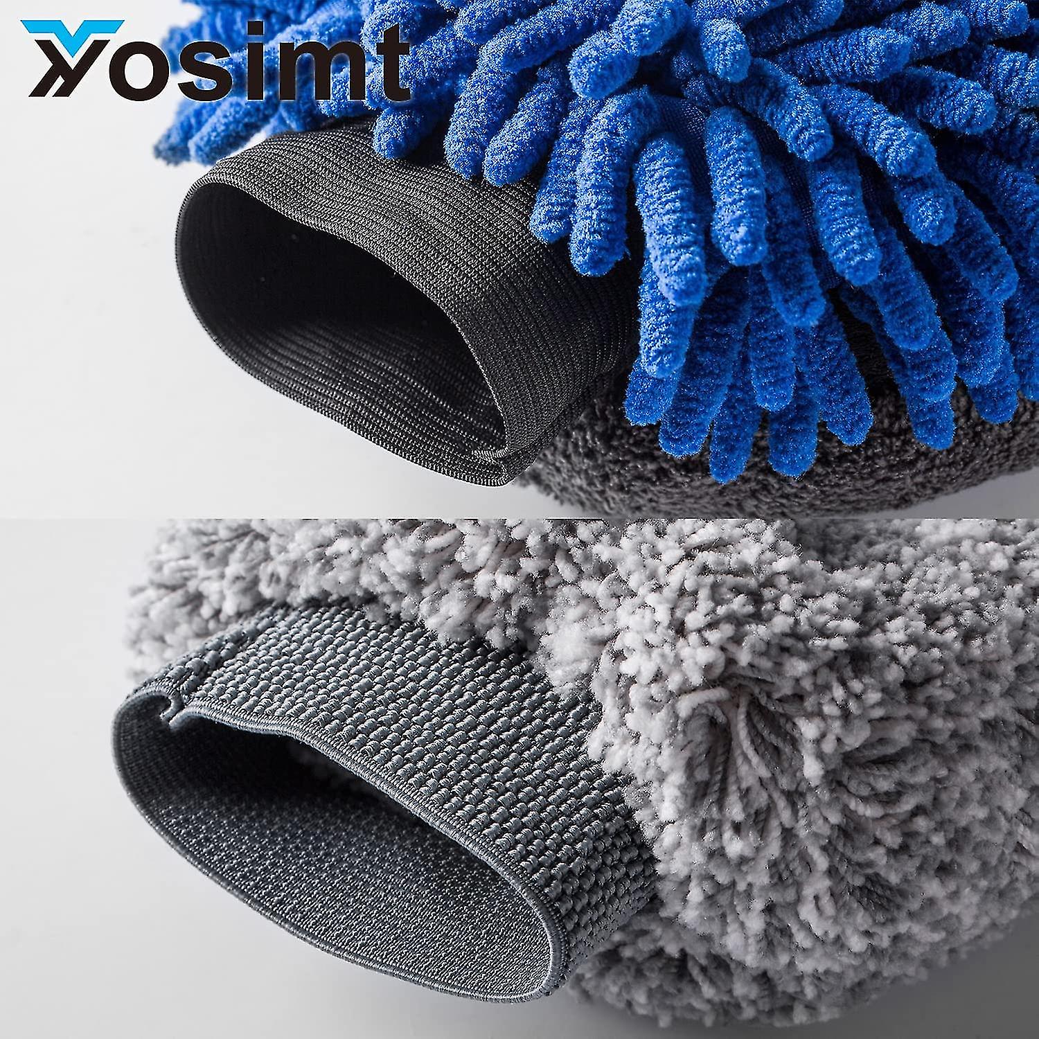 | 2 Pack | Waterproof Car Wash Mitt， Microfiber Car Wash Mitt， Chenille Mitt