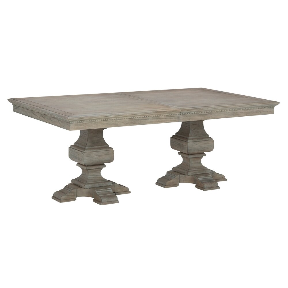 Driftwood Finish Wood Pedestal Rectangular Dining Table