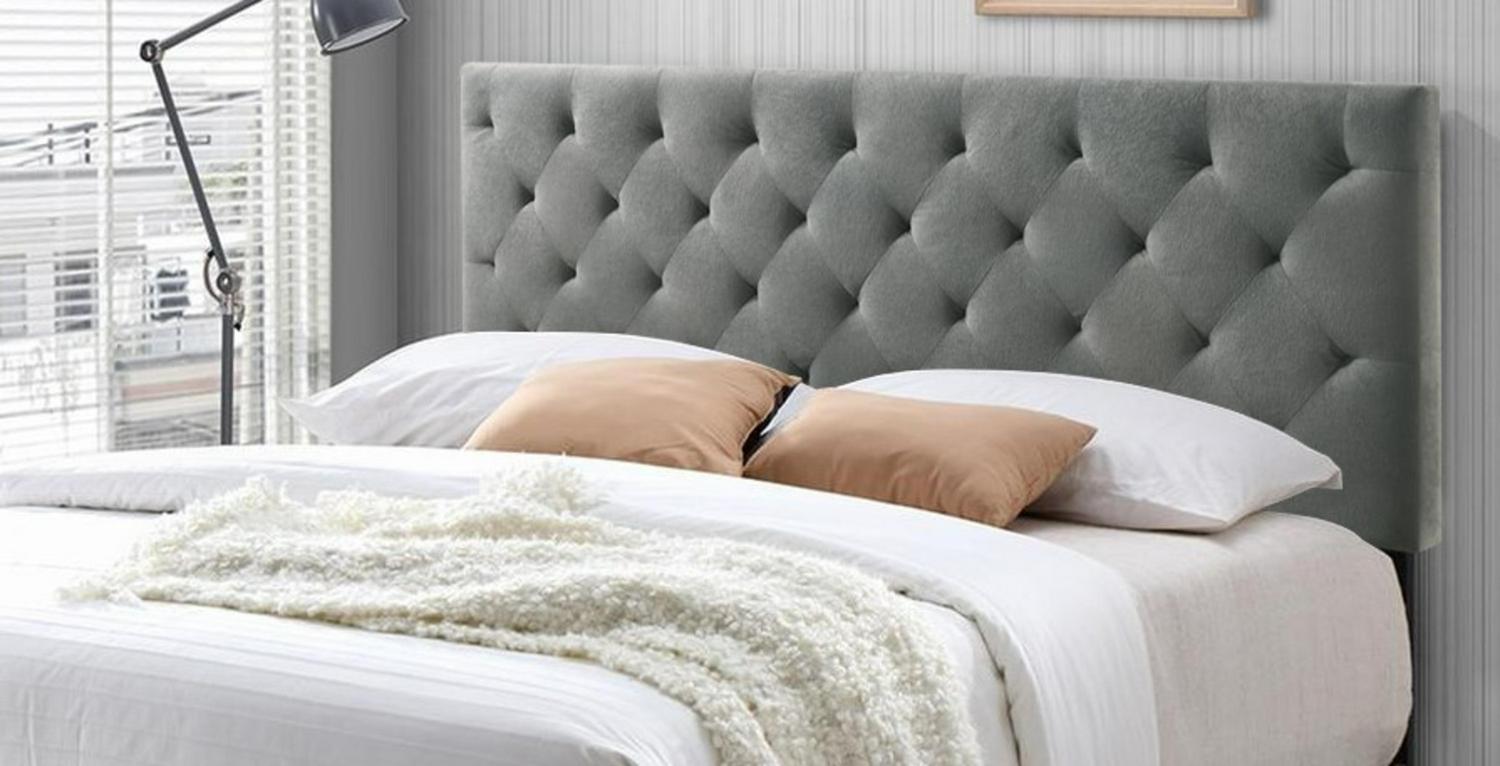 Belle Isle Furniture Auburndale Modern Metal Tufted Rubberwood Headboard， Full， Gray