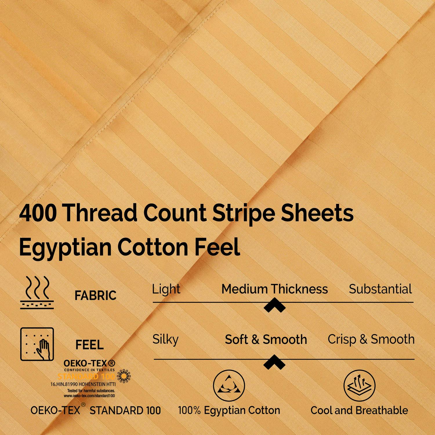 Superior 400 Thread Count Egyptian Cotton Sheet Set， Gold， California King