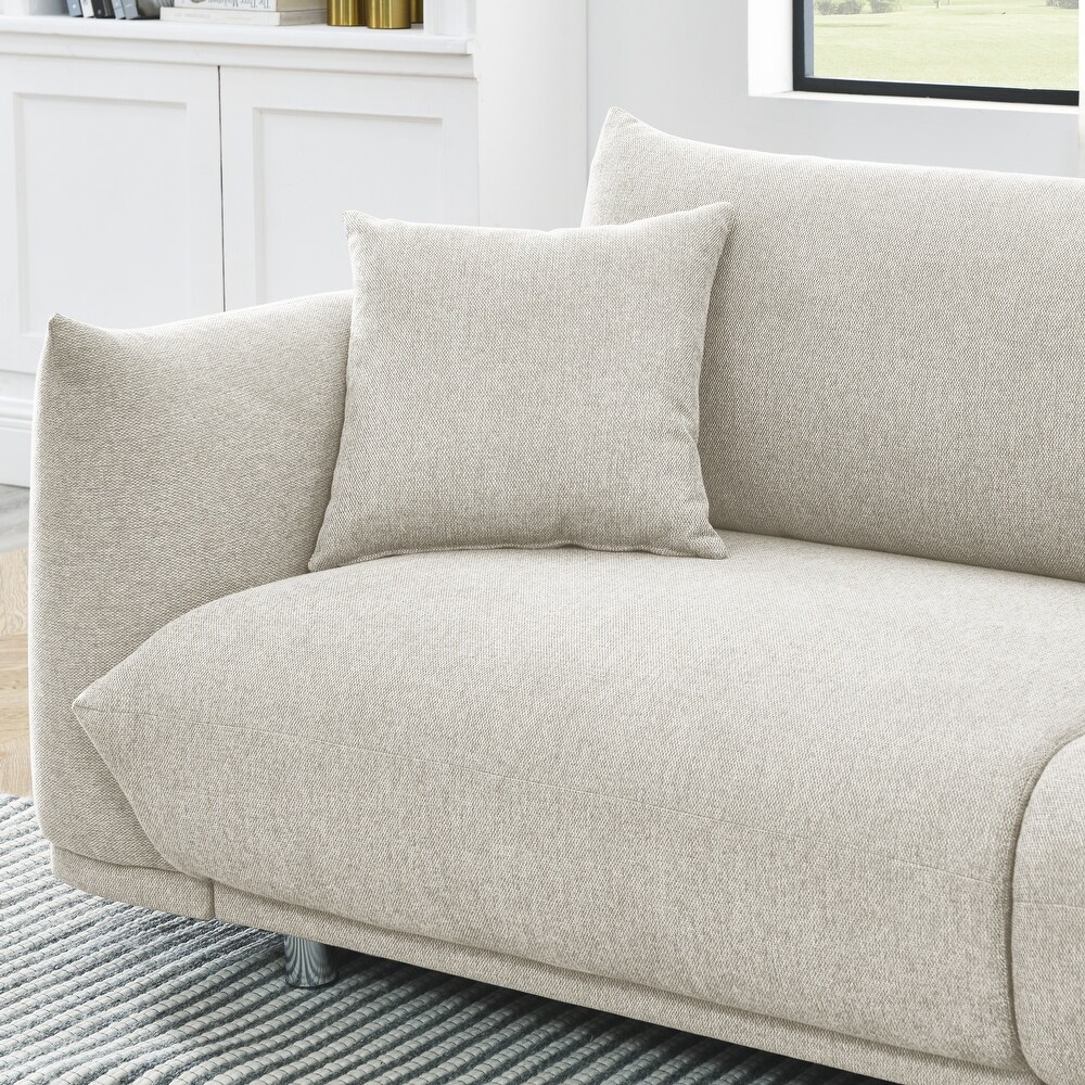 Modern Fabric Sofa  Removable Pillows  Sturdy Frame