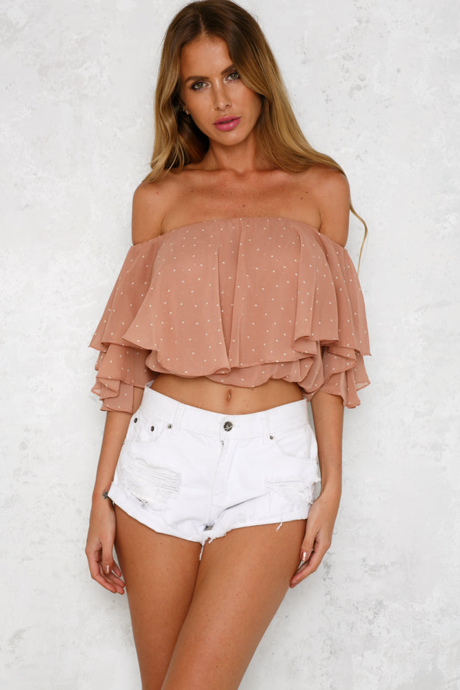 Numero Uno Crop Top Beige