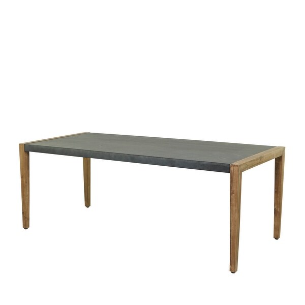 Dark Gray Wood Outdoor Dining Table with Wood Legs