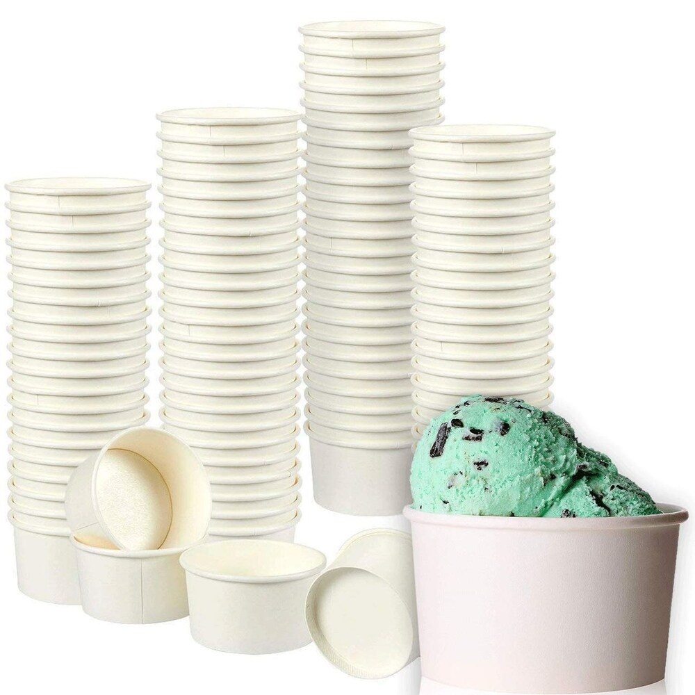 Juvale Ice Cream Sundae Cups   100 Pack Disposable Paper Frozen Dessert Bowls