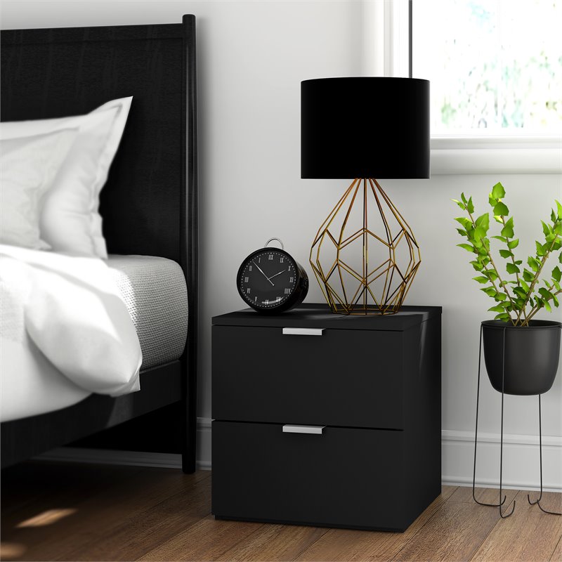 Hillsdale Delmar 2-Drawer Modern Wood Bedroom Nightstand in Matte Black