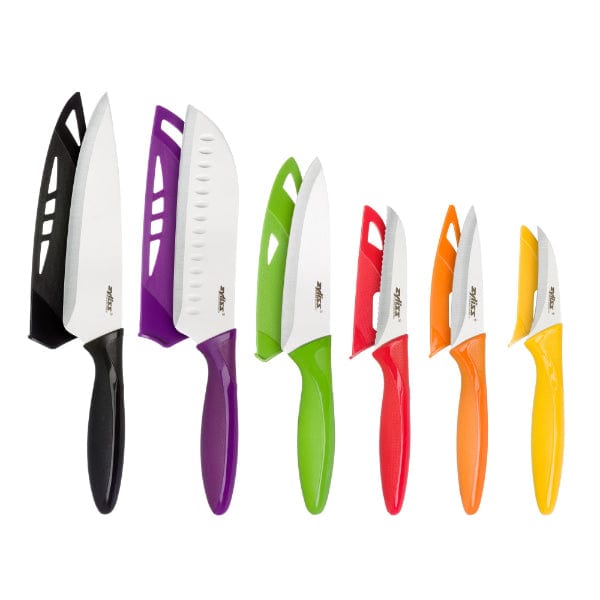 6 Piece Kitchen Knife Value Set with Sheath Covers