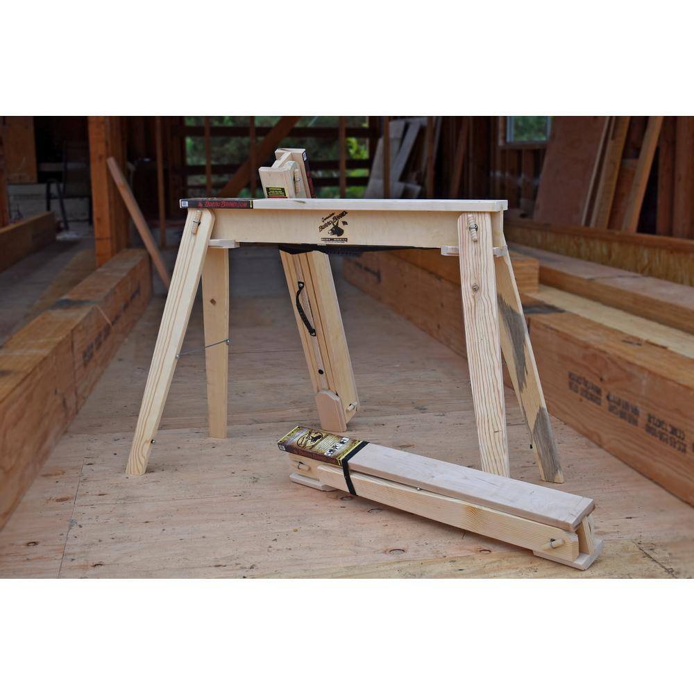 Burro Brand 29 in. Wooden Folding Burro Sawhorse (2-Pack) FBP