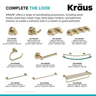 KRAUS Elie Bathroom Robe and Towel Rack with 4 Hooks in Brushed Gold KEA-18804BG