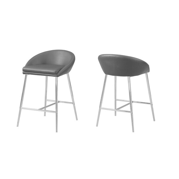 Barstool - 2Pcs / Chrome Base / Counter Height