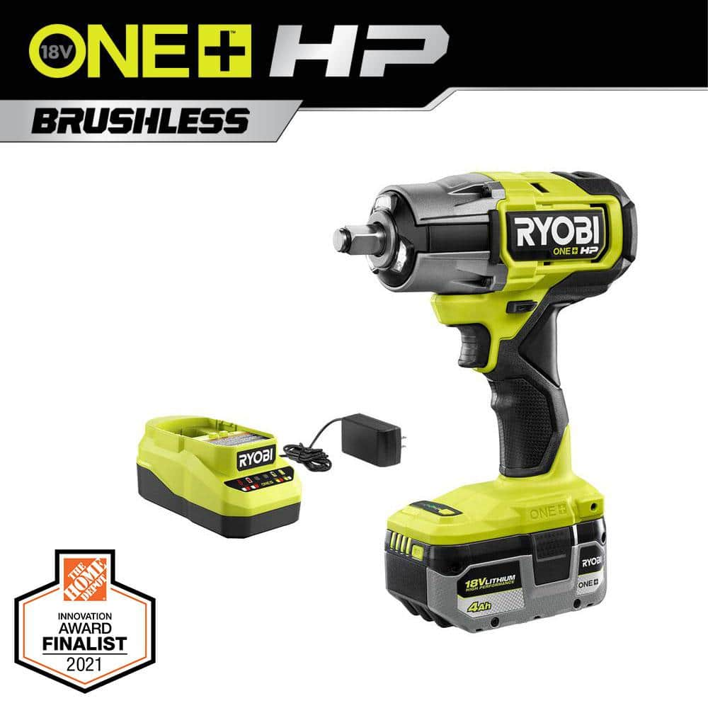 RYOBI ONE+ HP 18V Brushless Cordless 4-Mode 1/2 in. Impact Wrench Kit w/ 4.0 Ah HIGH PERFORMANCE Lithium-Ion Battery & Charger P262K1