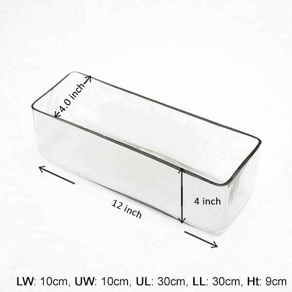 12 inch (30 cm) Rectangle Glass Vase