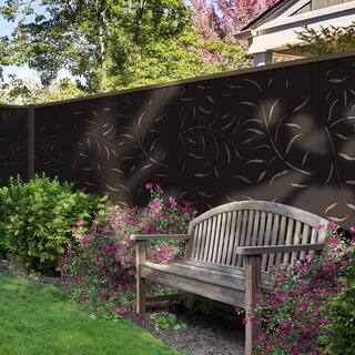 OUTDECO 4 ft. x 3 ft. Black Leafspray Hardwood Composite Decorative Wall Decor and Privacy Panel USADSWL2-BL