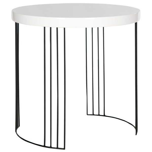 SAFAVIEH Mid-Century Modern Kelly White Lacquer Side Table - 21.6