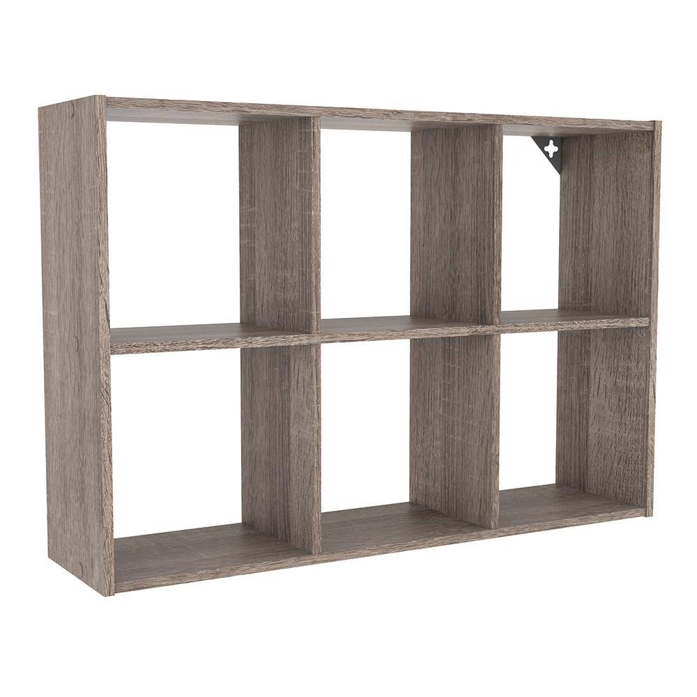 ClosetMaid 16.34 in. H x 23.98 in. W x 6.02 in. D Weathered Teak Wood Mini 6-Cube Storage Organizer 5431