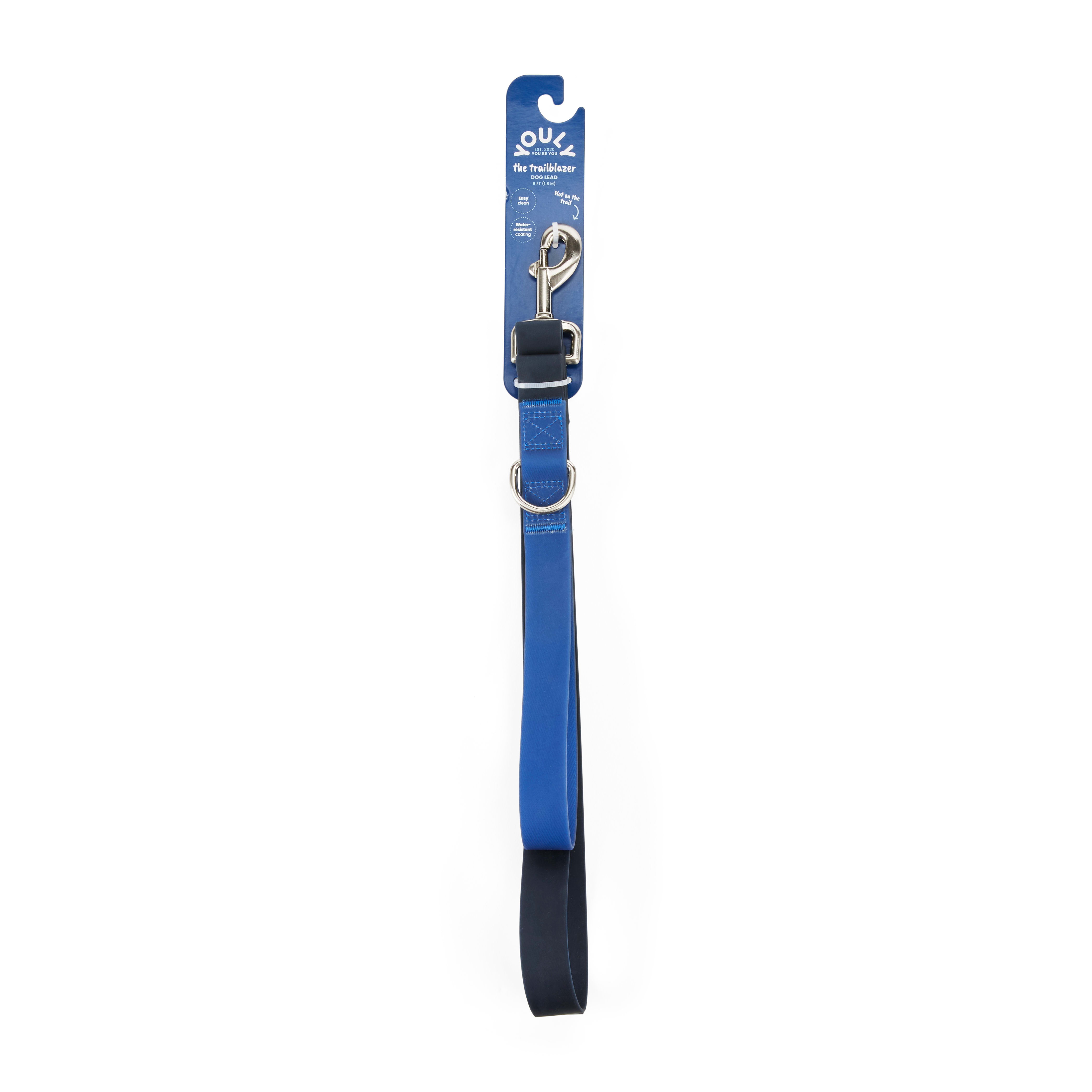 YOULY The Trailblazer Blue Wipeable Dog Leash， 6 ft.