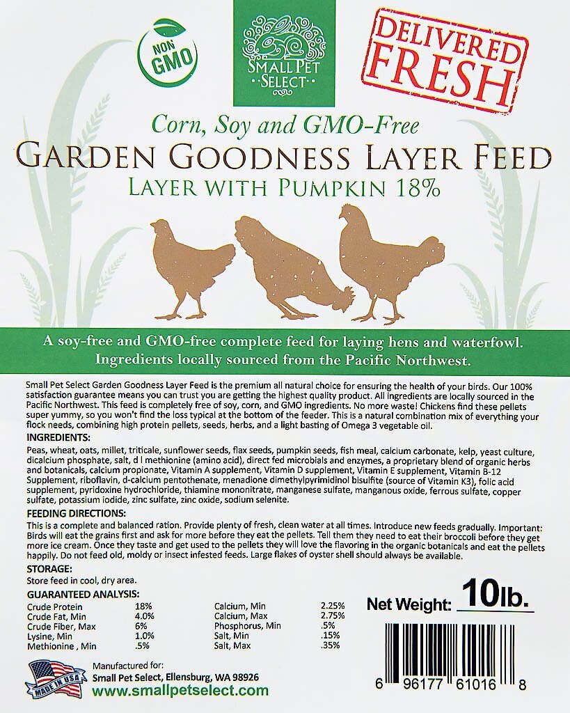 Small Pet Select Corn， Soy and GMO Free Poultry Layer Feed