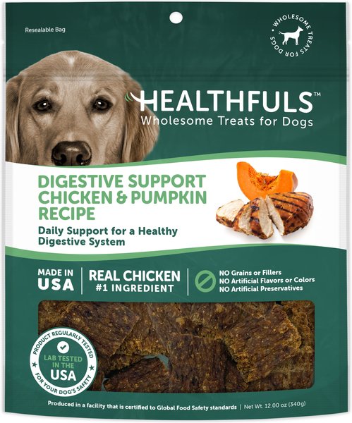 RUFFIN' IT Healthfuls Digestive Support Chicken and Pumpkin Recipe Dog Treats， 12-oz bag