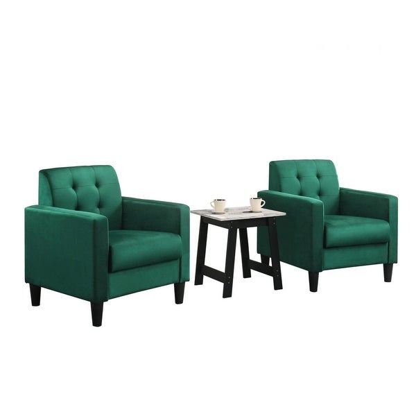 Button Tufted Velvet Upholstered Accent Chair and End Table Living Room Set - 28