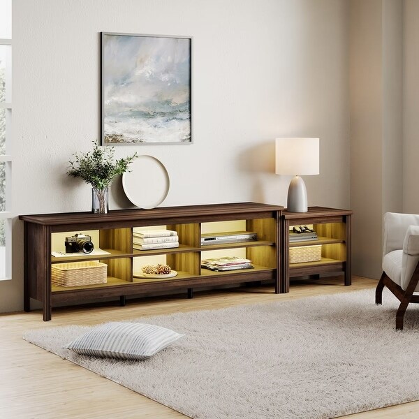 Large TV Stand for 75-85 Inch TV， Entertainment Center and End Table Set