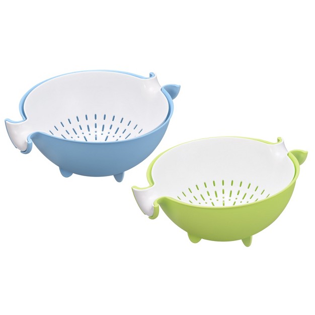 Unique Bargains Kitchen Strainer Colander Plastic Food Strainer With Dual Handles Washing And Drain Basket