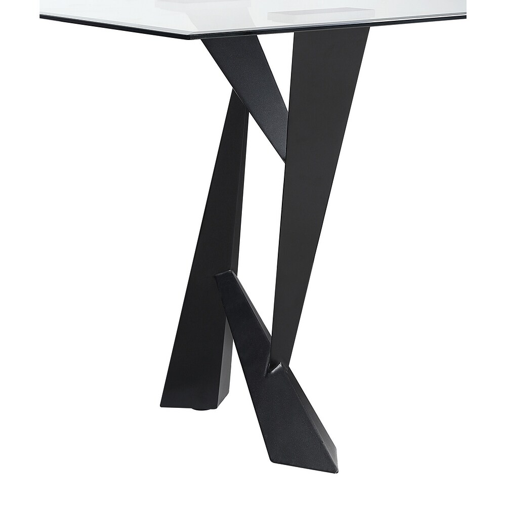 Furniture of America Zygard Modern Black 58 inch Glass Top Dining Table