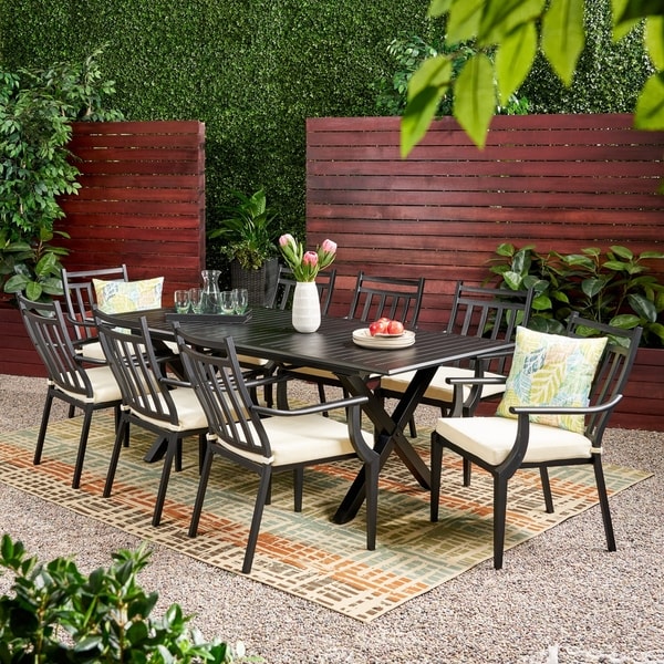 Delmar 9piece Outdoor Dining Set with Expandable Table by Christopher Knight Home