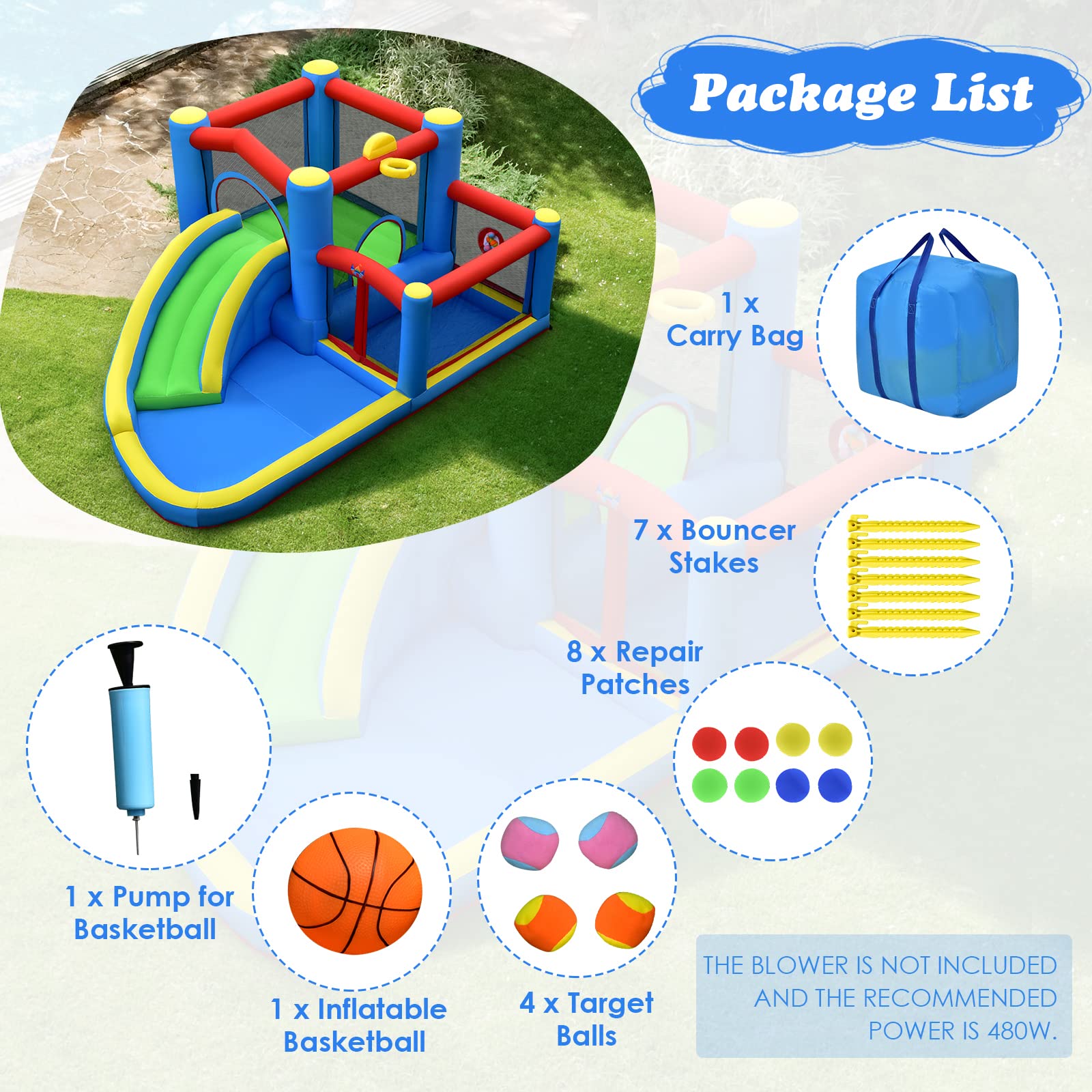 Costzon Inflatable Bounce House, Bouncy House for Kids Indoor Outdoor Party