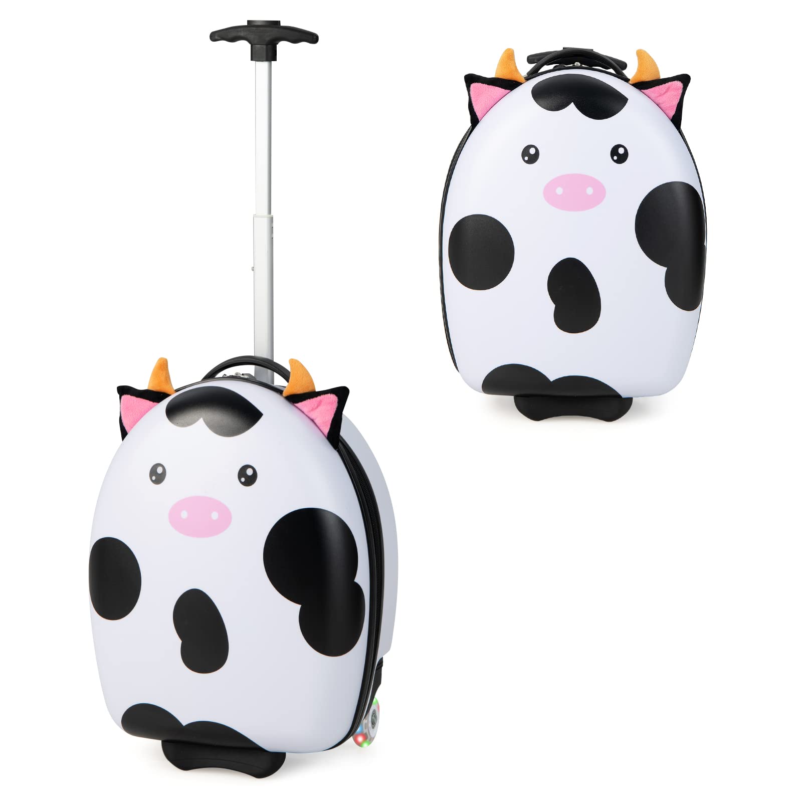 Costzon Kids Luggage with Light-Up LED Wheels, Cute Hard Shell Carry-On Suitcase