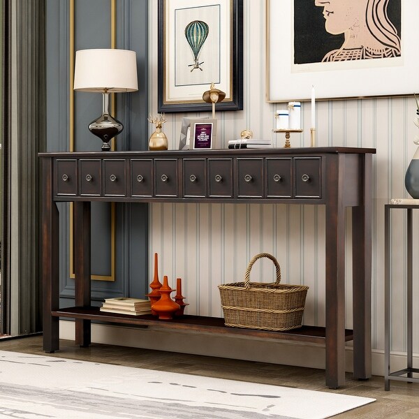 Nestfair Entryway Console Table with Drawers and Bottom Shelf