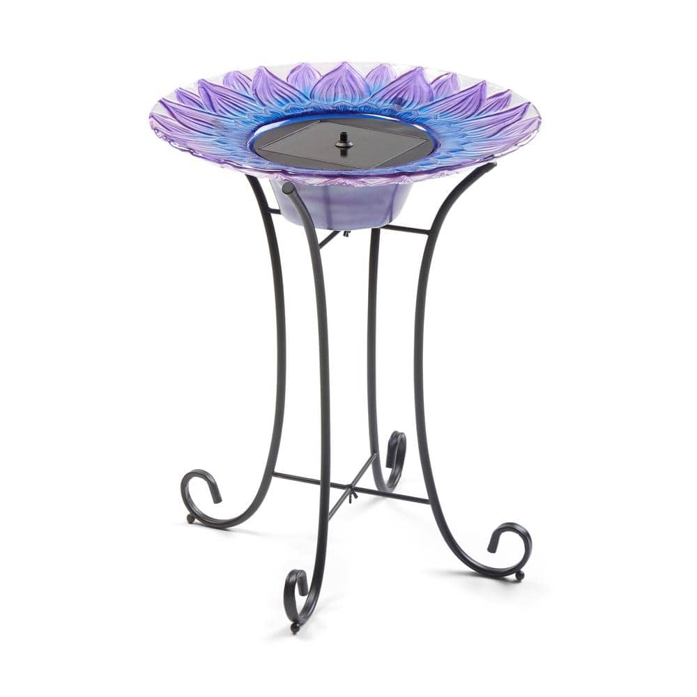 Smart Solar Bell Flower Glass Solar Birdbath 20223R01