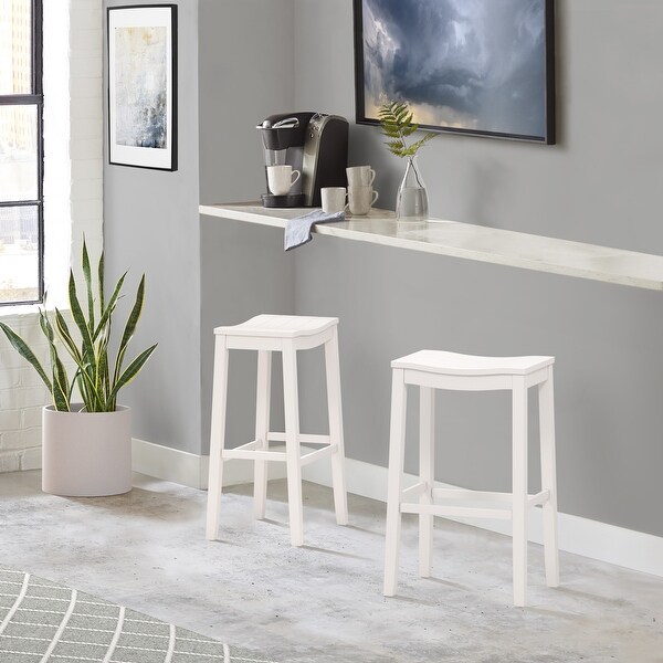 Hillsdale Fiddler Wood Backless Counter Height Stool， White