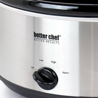 Better Chef 4 qt. Oval Slow Cooker with Removable Stoneware Crock in Silver Stainless Steel 985117929M