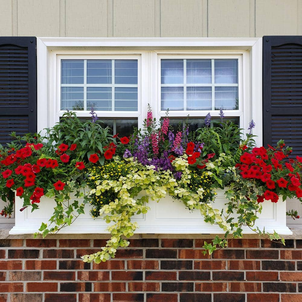 Mayne Fairfield 48 in. x 11 in. Self-Watering White Polyethylene Window Box 5823W