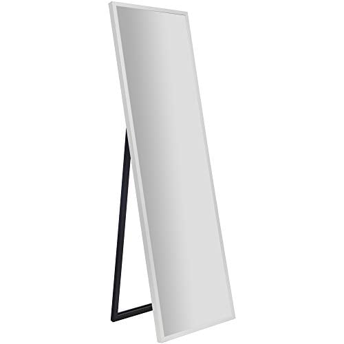 Framed White Floor Free Standing Mirror with Easel 16