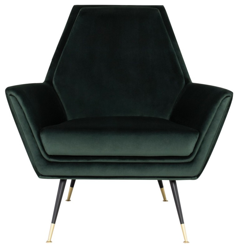 Raivo Occasional Chair Emerald Green Velour Seat Matte Black   Midcentury   Armchairs And Accent Chairs   by Rustic Home Furniture Deco  Houzz