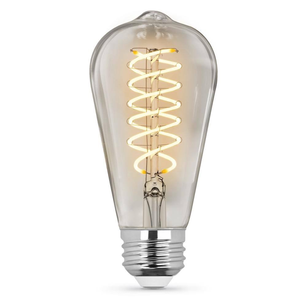 Feit Electric 60-Watt Equivalent ST19 Dimmable Spiral Filament Clear Glass E26 Vintage Edison LED Light Bulb Soft White ST1960SCL927CAHDRP