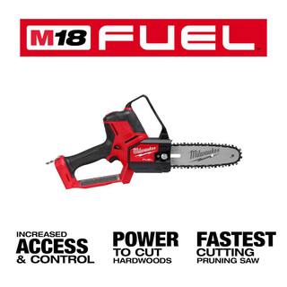 MW M18 FUEL 8 in. 18V Lithium-Ion Brushless Electric Battery Chainsaw HATCHET Pruning Saw w8.0 Ah XC Battery  Charger 3004-20-48-59-1880