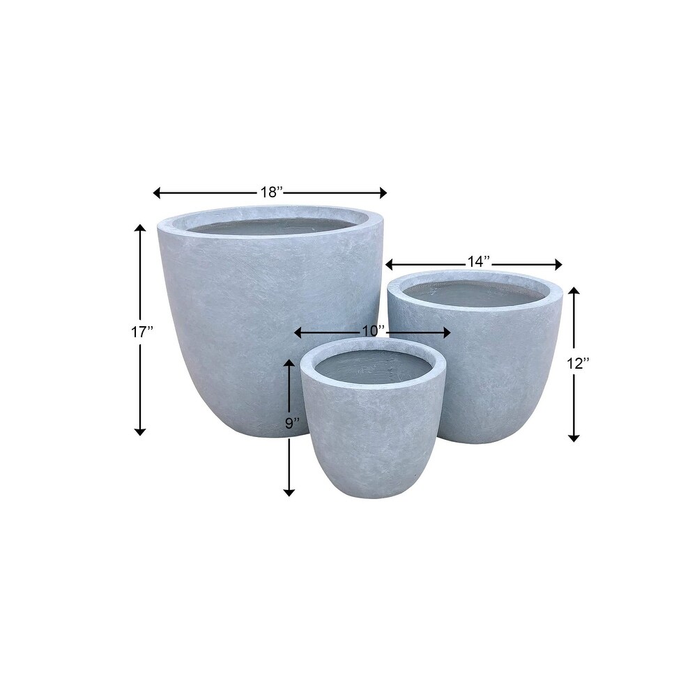 Kante Large Concrete Round Planters (Set of 3)  Outdoor/Indoor  Modern  Lightweight  Weather Resistant (Slate Gray)