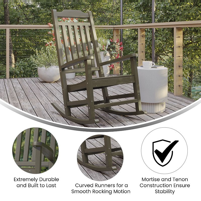 Flash Furniture Winston All-Weather Faux Wood Rocking Chair 2 pc Set