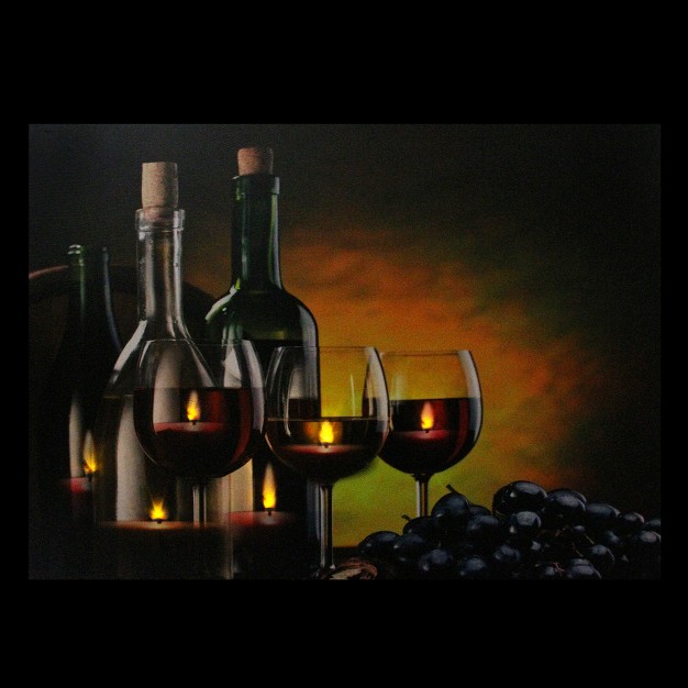 Led Lighted Flickering Wine Grapes And Candles Canvas Wall Art 11 75 quot X 15 75 quot