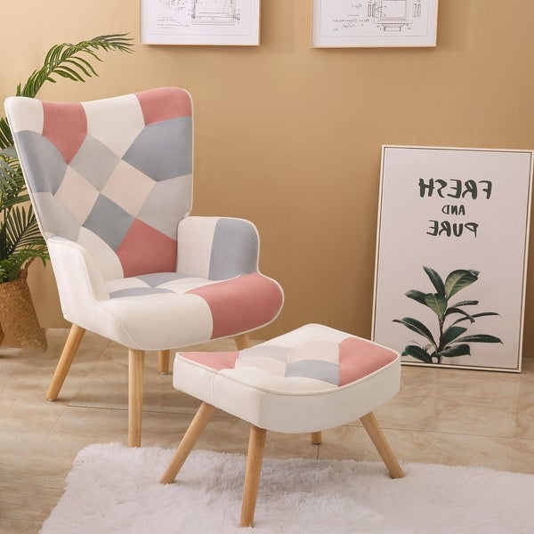 Accent Chair with Ottoman， Living Room Chair and Ottoman Set