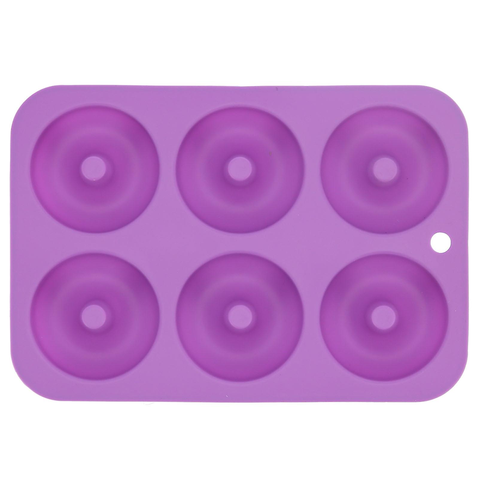 6?Grids Donut Mold Pan Silicone Round Chocolate Cake Bread Mold Tray Baking AccessoryPurple