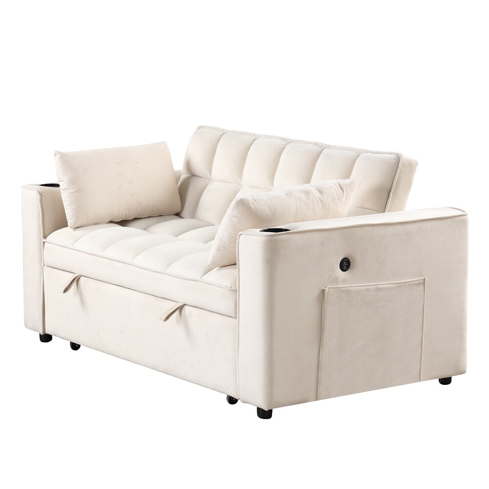 Multi Functional Convertible Sofa Bed  Loveseat w/Pull Out Sleeper Bed