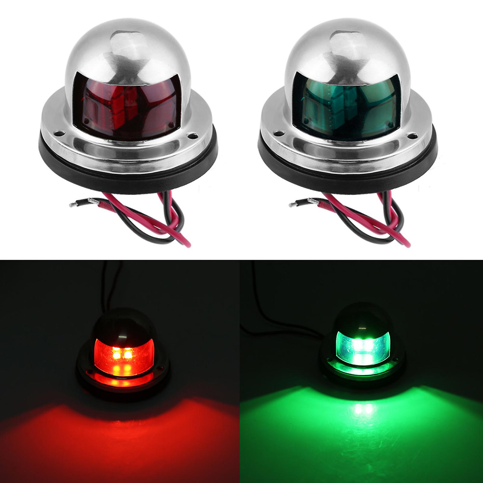 2pcs 12v Led Side Bow Navigation Signal Light Lamp For Marine Boat Yacht Green/red