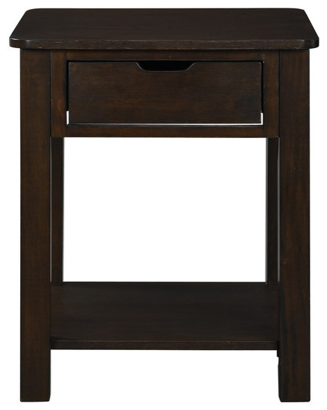 Flora Dark Brown MDF End Table With Drawer   Transitional   Side Tables And End Tables   by Lilola Home  Houzz