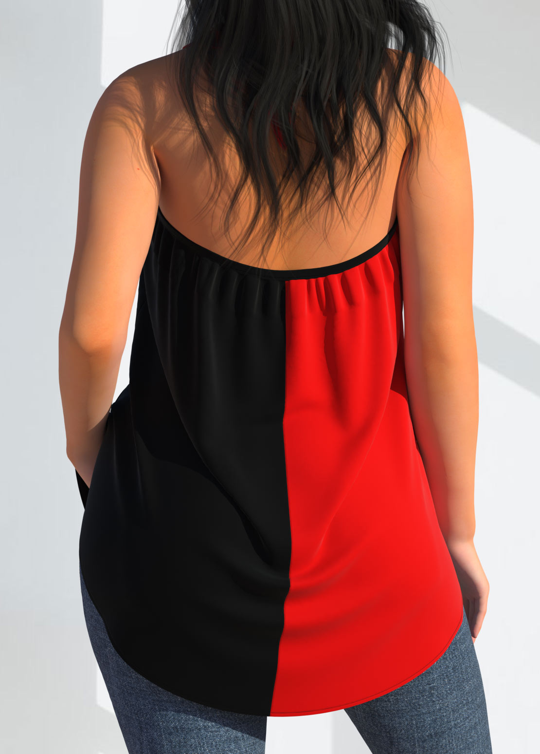 Halter Cross Front Red Tank Top