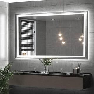 Wisfor 28 in. W x 36 in. H Large Rectangular Frameless Anti-Fog High Lume LED Lighted 2-Way Hanging Wall Bathroom Vanity Mirror XMR-C28-188-US