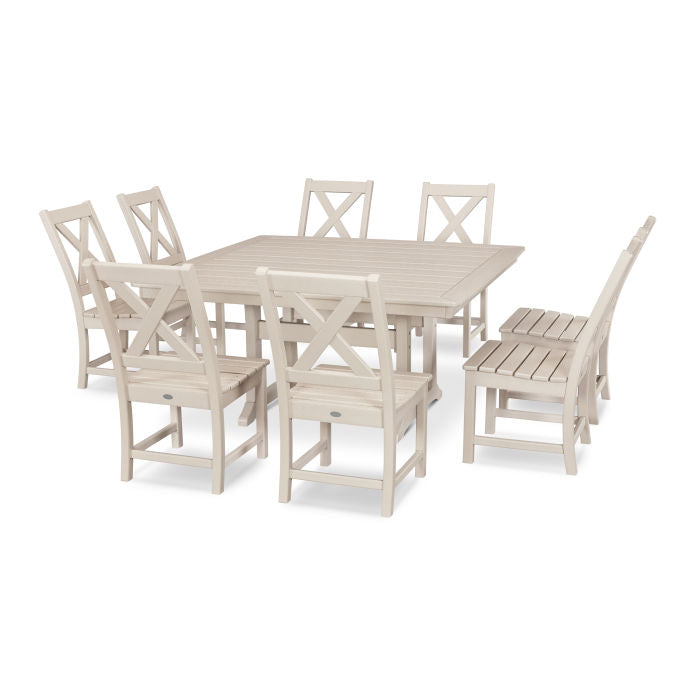 Polywood Braxton 9-Piece Nautical Trestle Dining Set PWS506-1